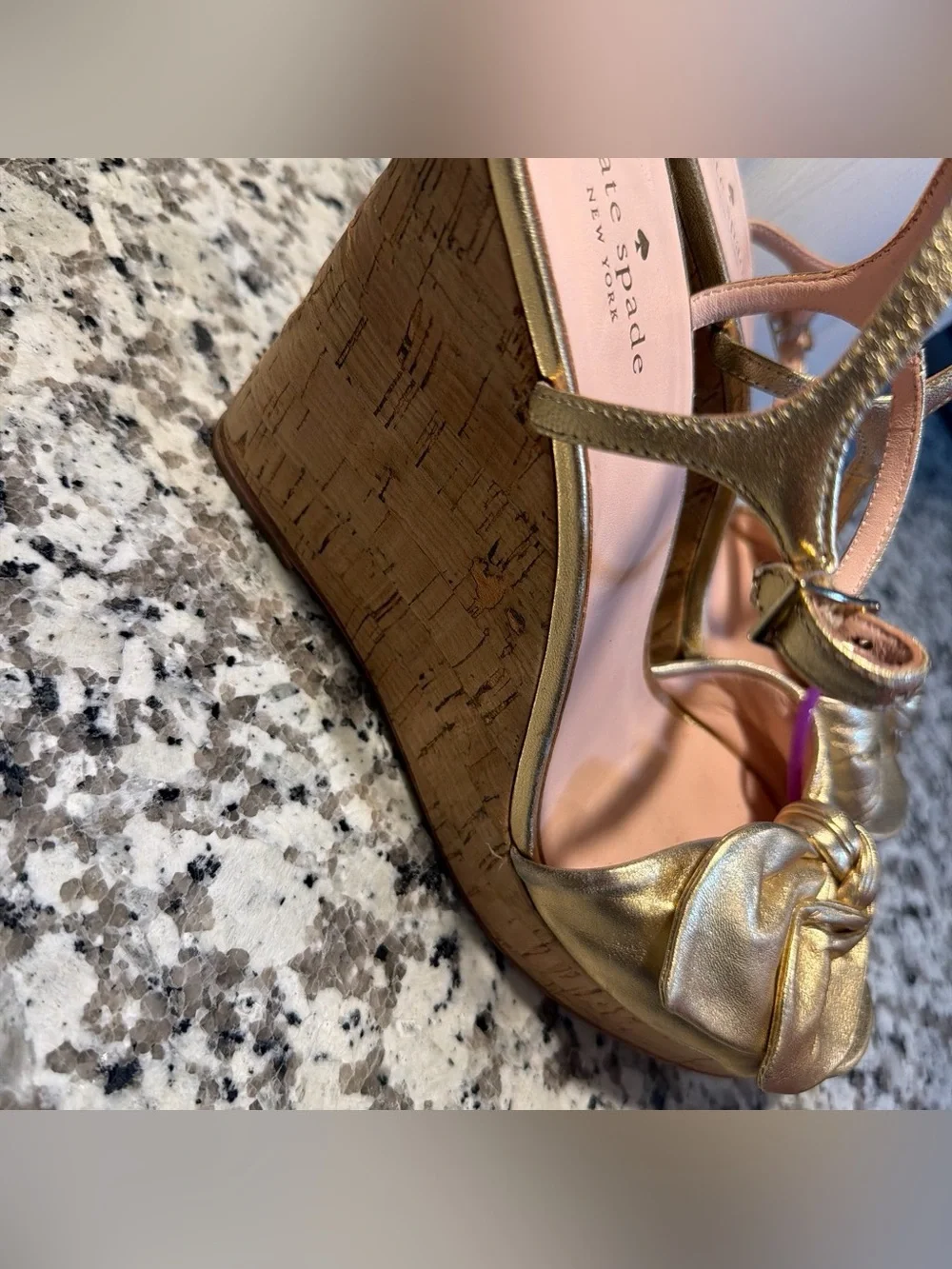 kate spade Metallic Gold Knot Platform Sandals